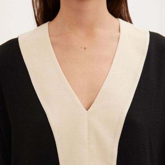 By Malene Birger black & cream Christia kaftan mini dress - size FR 44 (XL) - Picture 2 of 8
